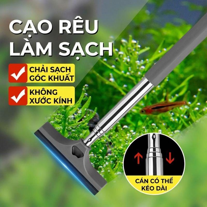 Chổi silicon mini, Cây cạo rêu, vệ sinh bể cá không làm trầy xước kính, kéo dài đến 66cm