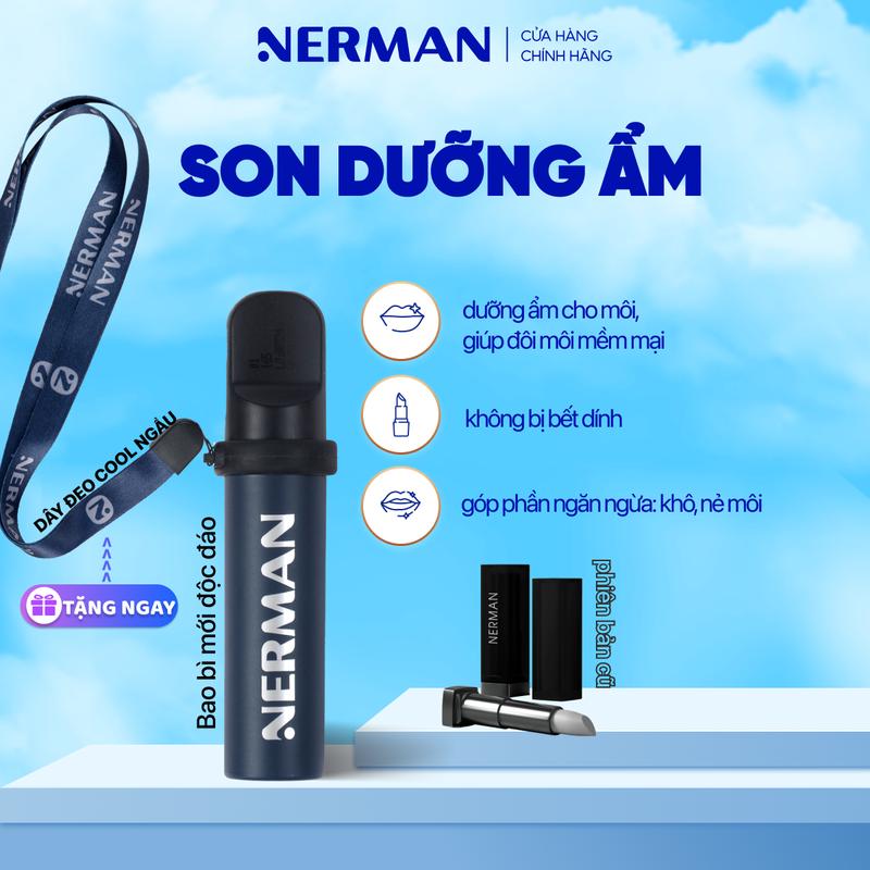 [Mua 1 tặng 1] Son dưỡng cho nam Nerman dưỡng ẩm môi, giảm nứt nẻ, không bết dính Men in Black 4g  Skincare Massage [tặng 1 dây đeo cool ngầu]