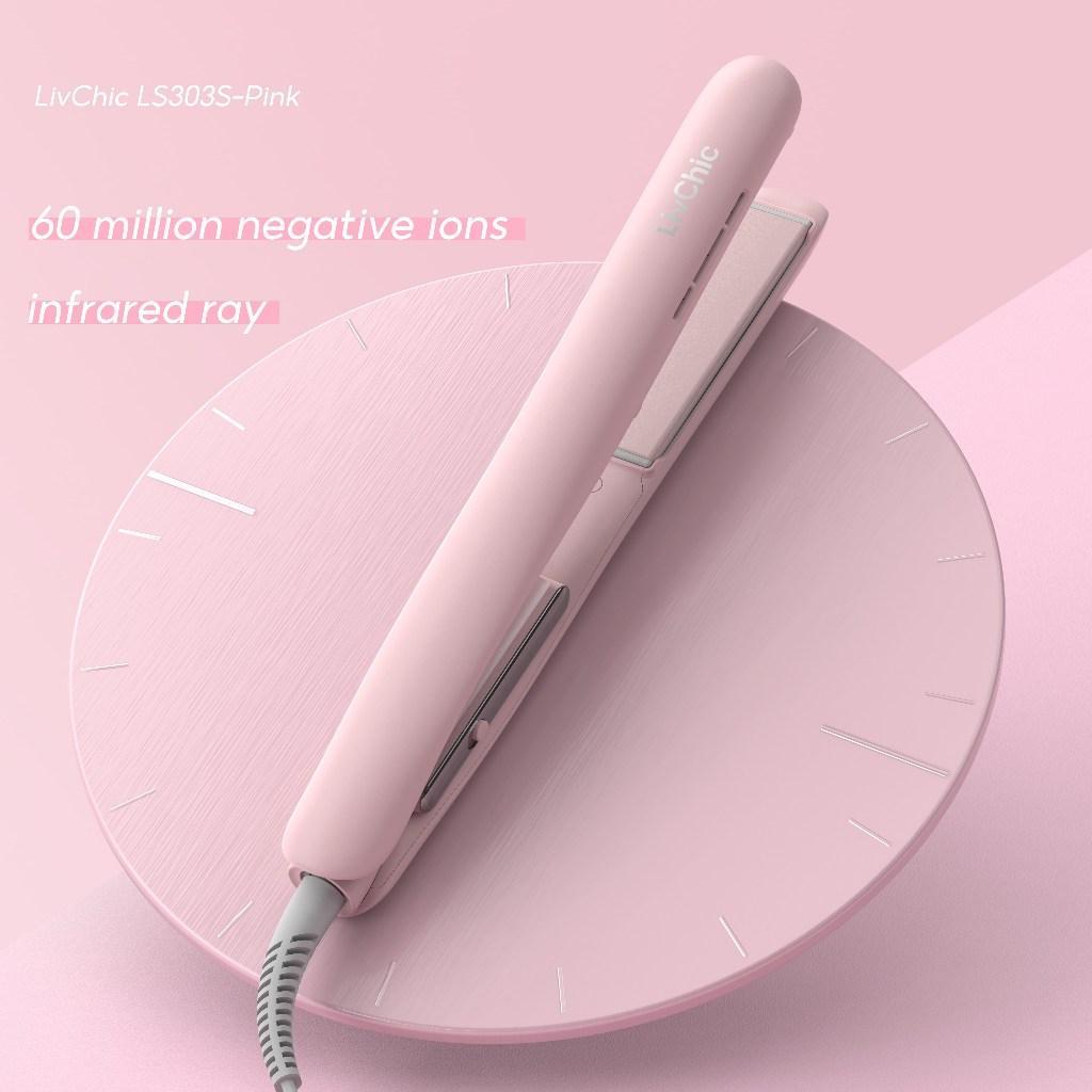 LivChic 2IN1 LS303 Catok Rambut untuk Meluruskan Keriting Ringan Alat pengeriting rambut Tongkat pelurus rambut Curly Kriting Hitam Elektrik