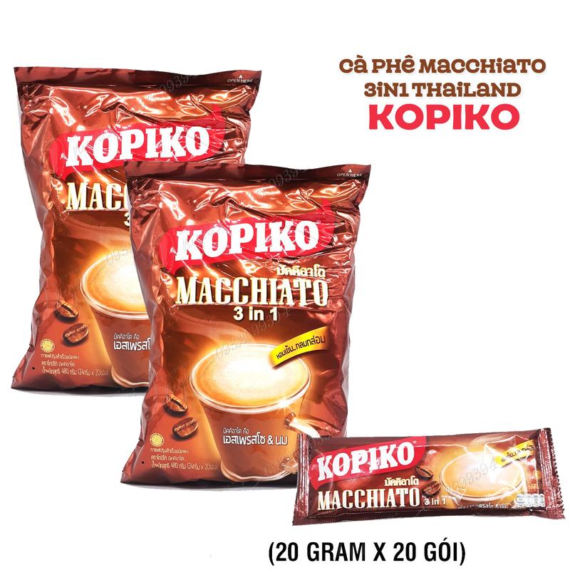 Cà Phê Sữa Hòa Tan Kopiko Macchiato 3in1 Thái Lan (20 gói)