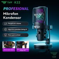 Gambar TNW K22 Condenser Microphone Noise Cancelling Microphone RGB Lighting With Pop Filter + Boom Arm Untuk Streaming PC Mic Gaming Konten Kreator - K22 Hitam dari TNW Tech Kota Tangerang 1 Tokopedia