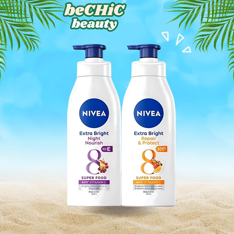Sữa Dưỡng Thể NIVEA 8 Super Foods Ngày Và Đêm Dưỡng Sáng Da | Phục Hồi | Bảo Vệ Da (350 ml)