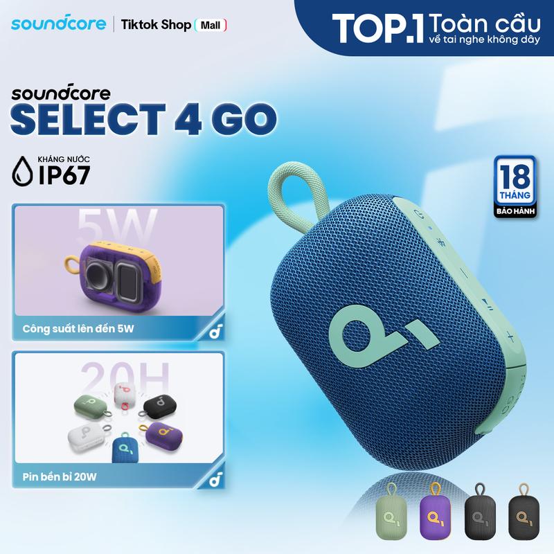 Soundcore Loa Bluetooth Select 4 Go A31X1 | Pin 20 Giờ | Kháng Bụi Nước IP67 | Bass Mạnh | Bluetooth 5.4 | Dung Lượng 2400mAh