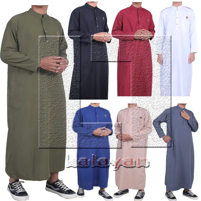 Jubah Gamis Pria Dewasa Remaja Model kancing Lengan Panjang Muslim