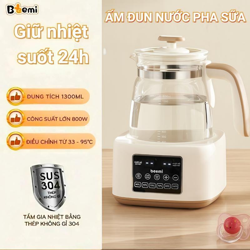 Ấm đun nước pha sữa Beemi 1300ml –  Điều chỉnh chính xác từng nhiệt độ, giữ ấm 24h, chất liệu an toàn cho bé, bản tiếng Việt