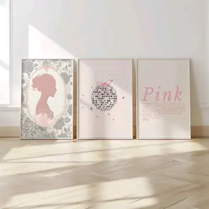 Aura Decor ~ Hiasan Dinding Aesthetic Pink Coquette| Poster Meja Abstrak Kawaii Trendy | Cute Wall Decor For Girls (C22-24)