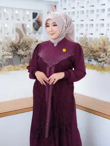 Helwa Dress Gamis Cingkel Mix Brukat Mewah Elegant Terbaru untuk Dewasa & Remaja Kekinian Cocok Lebaran Gamis Hari Raya Bahan Nyaman Gaya Mewah