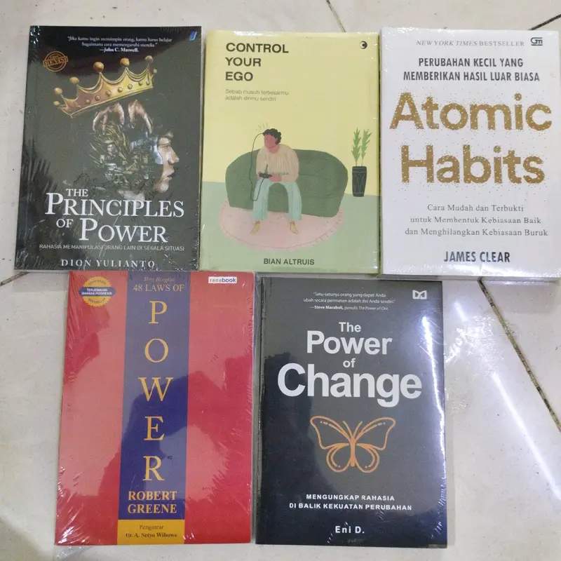 paket 5 buku the power of change 48 laws of power atomic habits control your ego the principles of power 1