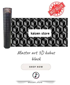 Fiber Penutup Pagar Plastik - Motif Master Art 3D Kubus Laminasi