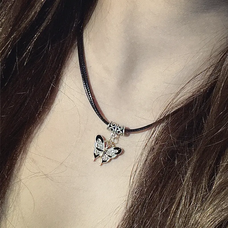 women's necklace fashion butterfly jewelry ethnic  style Leather rope chain for women Clothing Decoration Versatile