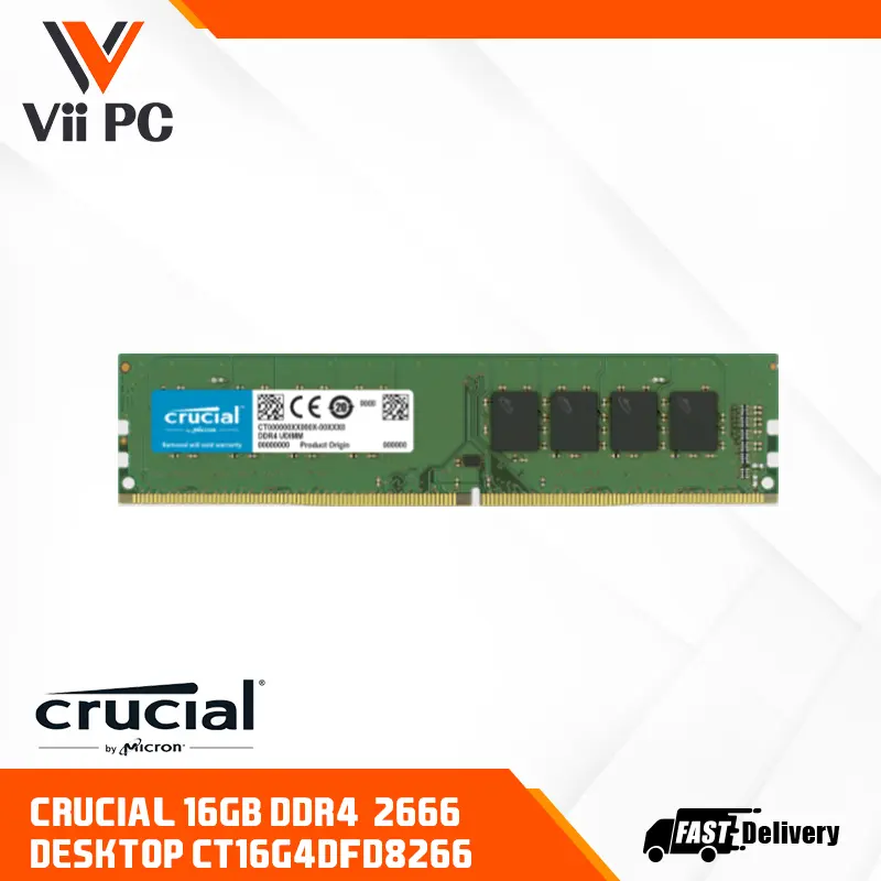 Crucial 16GB DDR4 2666MHz CL19 1.2V Non-ECC DIMM Desktop Memory CT16G4DFD8266