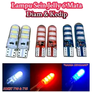 LAMPU LED SEN SENJA T10 JELLY 6 MATA KEDIP DAN DIAM Harga 2pcs Sepasang Motorcycle