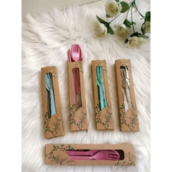 ( isi 25set ) sendok garpu sumpit kemasan bok rustic 1