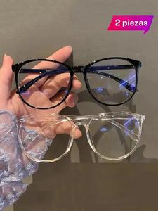 Set de 2 piezas de lentes para mujer, adecuados para uso diario, diseño versátil, perfectos para el estilo universitario, gafas de moda para mujer