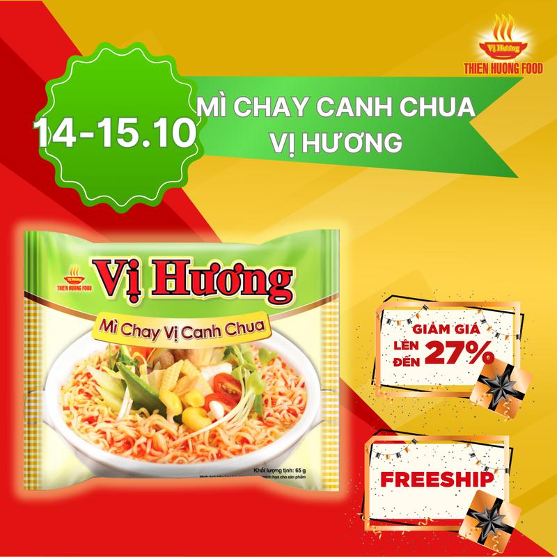 Thùng 30 Mì chay vị canh chua Vị Hương 65g/ gói [TMICH015]