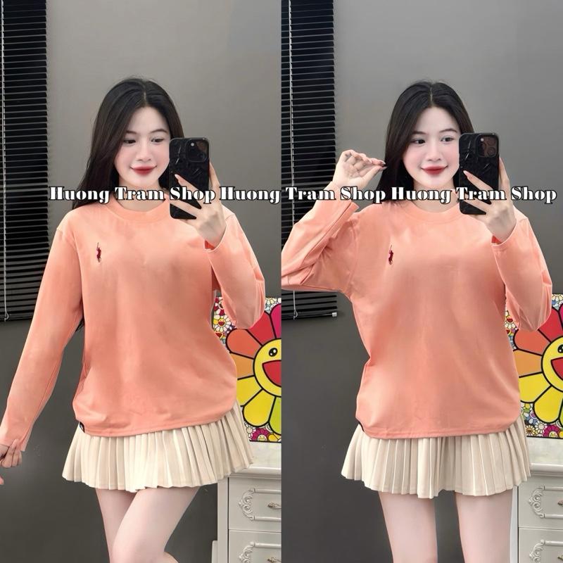 Deal Mở Bán ÁO THUN DÀI TAY THÊU NGỰAAA - Áo thun dài tay phom rộng vừa 35-58kg áo thun cotton 4 chiều mềm mát áo thun dài tay nữ thu đông Hương Trầm Sho