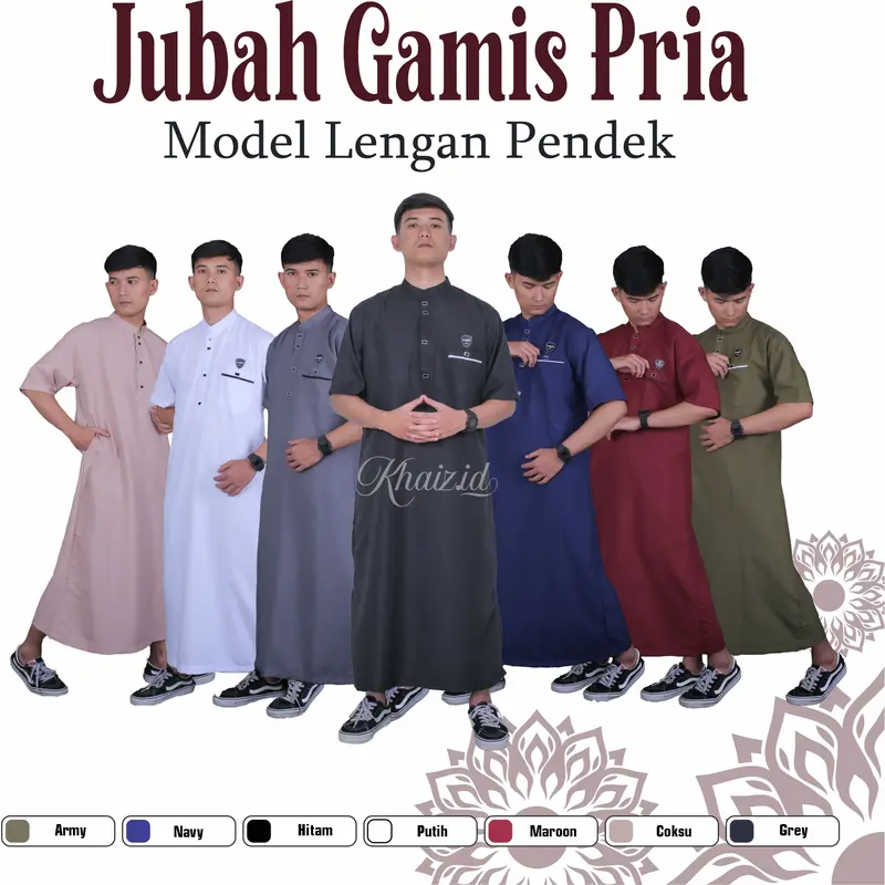 Gamis Pria Remaja Dewasa Model Lengan Pendek Model Kancing Sultan Dubai Gamis Pria Jubah Polos Muslim 0