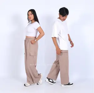 CELANA KULOT CARGO JUMBO HIGHWAIST PARAGUAY PREMIUM UNISEX Lembut Panjang   Serut Tebal