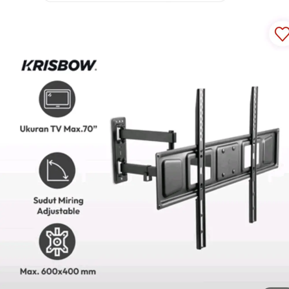 Krisbow Bracket TV Dinding Fullmotion 32-70 Inci - Hitam
