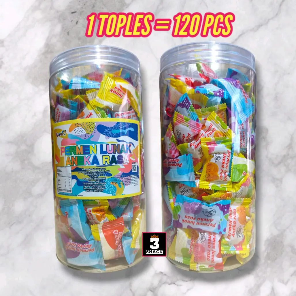 Permen Lunak Gummy Aneka Rasa Buah 1 Toples Isi 120 Pcs
