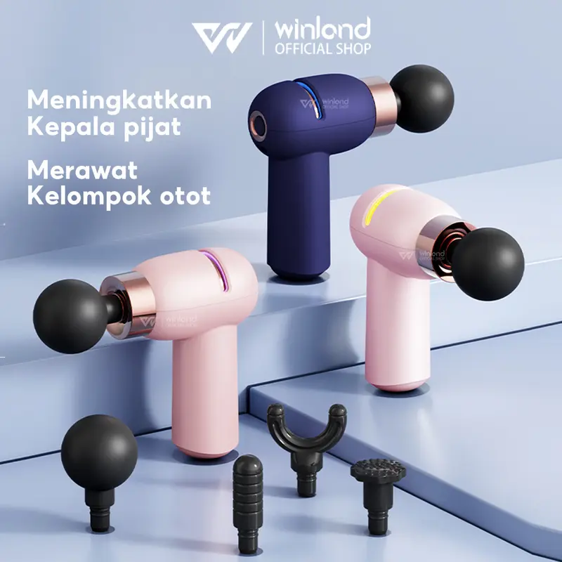 Winland（Garansi 3 tahun/COD）️Ready StockMassage gun MiNi/ Alat Pijat Elektrik 4in1/Badan Redakan Pegal Otot Badan/6 warna penyesuaian cahaya/Dekomposisi asam laktat2900 putaran per menit 3