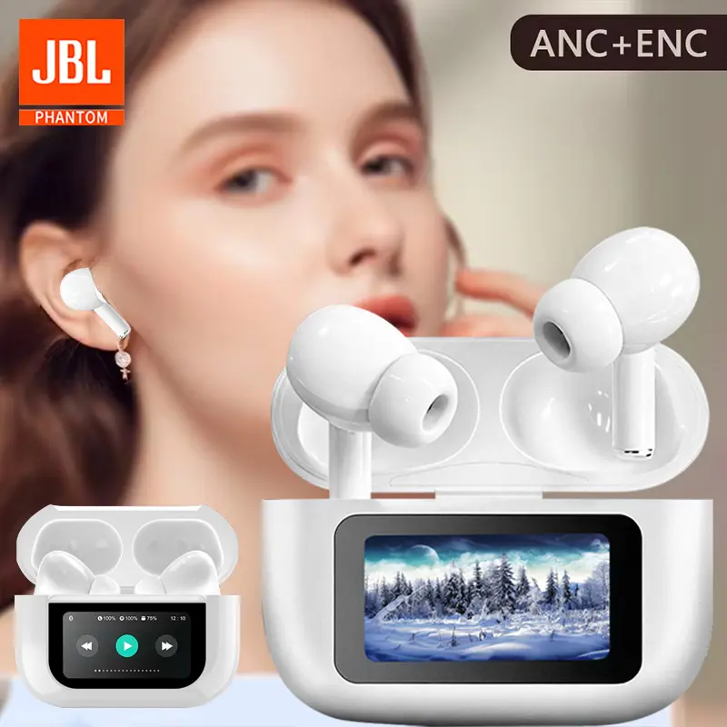 JBL Phantom A9 ANC Headphone Nirkabel Layar Sentuh LCD Bluetooth Earphone TWS Earbud Olahraga Tahan Air dengan Mikrofon Terintegrasi 2