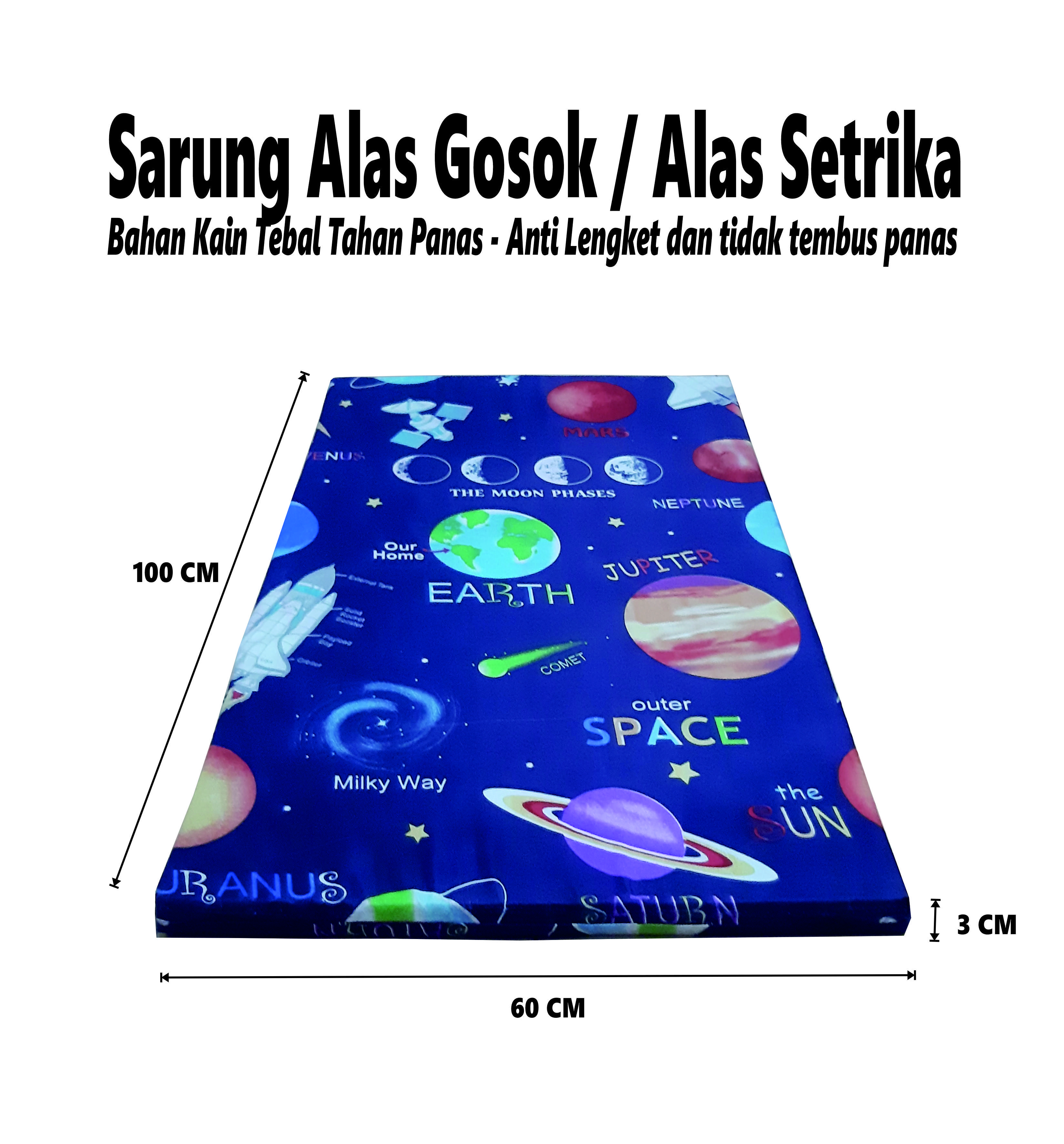 Sarung Alas Gosok / Alas Setrika Ukr 100x60x3 cm Kain Tebal Anti Lengket