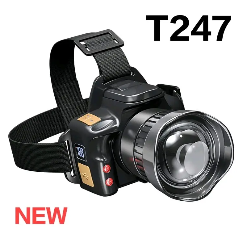 MOVTESS T243 Senter Kepala Zoom LED & Lampu Cob Merah Sensor Cerdas Digital Display Baterai Ganda 6
