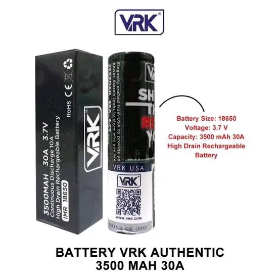 Batterai Battery VRK 18650 Hitam 3500 mAh 30A 3.7V New Original 100% isi 1pcs