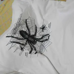Kaos Lengan Panjang Tangan Karet | Black spider pattern print | Teman Jalan Santai Cocok Untuk Daily N0136