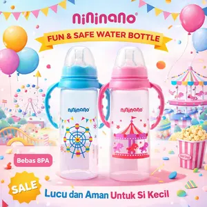 Botol Dot Susu Bayi NiniNano Handle Feeding Baby Bottle Reguler Nipple Bulat BPA Free 125ml & 250ml