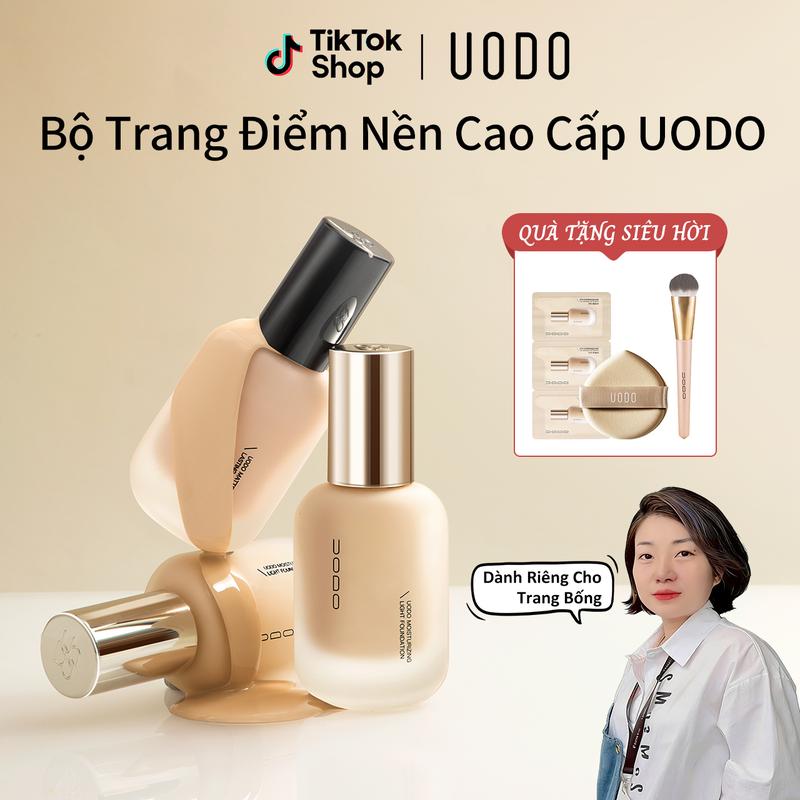   Live Trang Bống Kem Nền UODO 30ml Kiểm Soát Dầu Lâu Trôi Không Thấm Nước Kem Che Khuyết Điểm Tặng Kèm 3 Gói Dùng Thử Kem Nền & 1 Bông Phấn Mỹ Phẩm. Cosmetic Nữ 