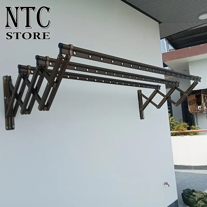 Giàn phơi thông minh gắn tường Hòa Phát dài 2m loại dày tải trọng 80kg, hợp kim nhôm  bền, không gỉ, đầy đủ phụ kiện bảo hành 36 tháng 7
