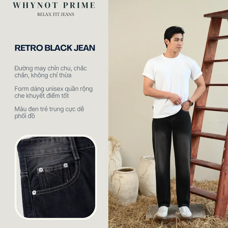 [PHIÊN BẢN CAO CẤP] Quần Jean WHYNOT PRIME 5 Màu | Quần Jean Nam Ống Suông Rộng Mallard Blue Wash Phong Cách Retro JBGWTG 6