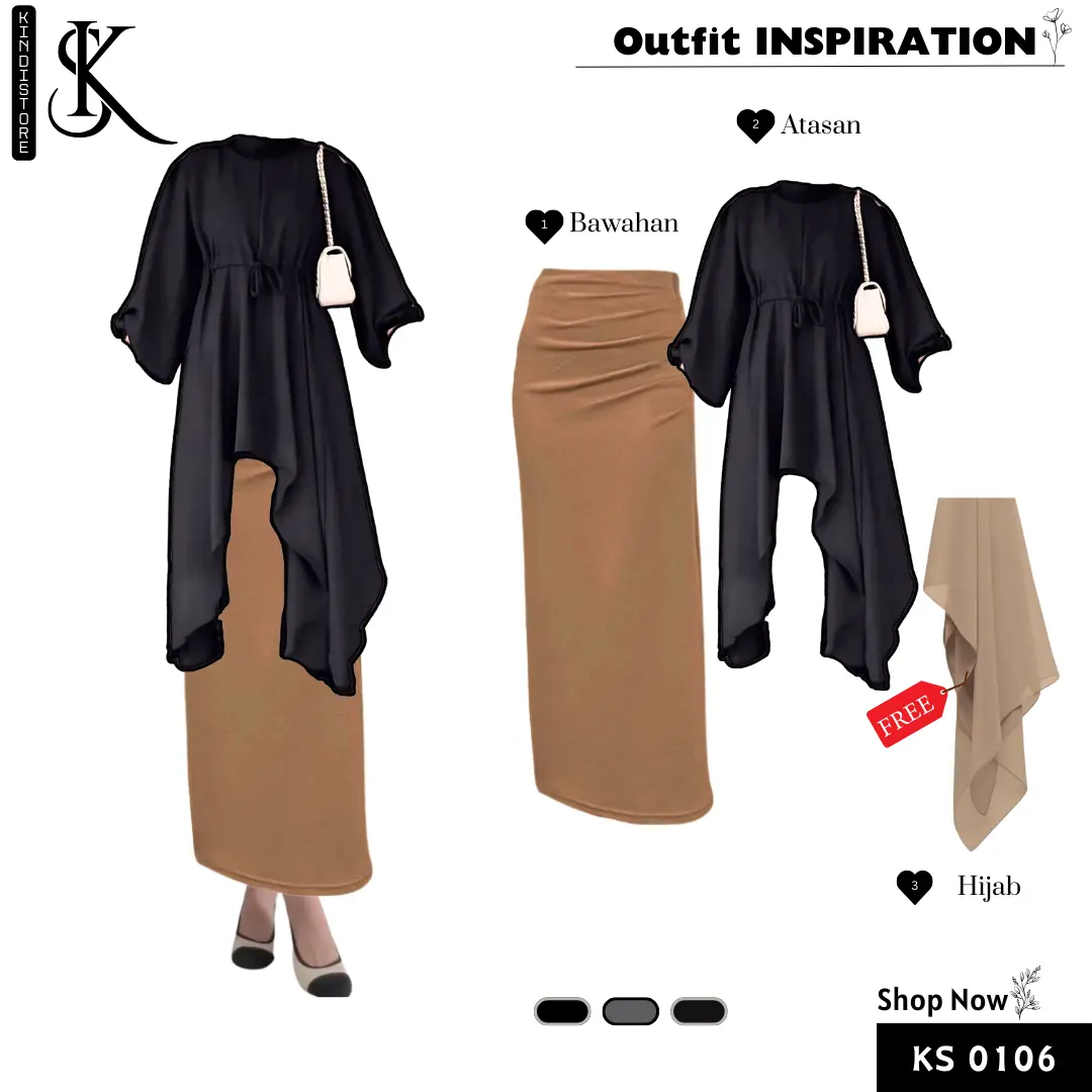 Setelan One set kondangan ( TUNIK - ROK free HIJAB ) Outfit 2in1 Baju  Muslim wanita 2025 KS0106