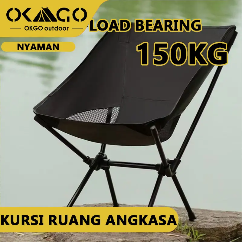 OKGO  Kursi Ruang Luar Angkasa Melompat Di luar Kursi Ruang Bernapas Berkemah Ultra Cahaya Melompat Kursi Berkemah Pantai Ikan Kursi Outdoor Camping kursi  lipat muat bb bahan oxford  furnitur berkemah metal garansi produsen  baja karbon tinggi