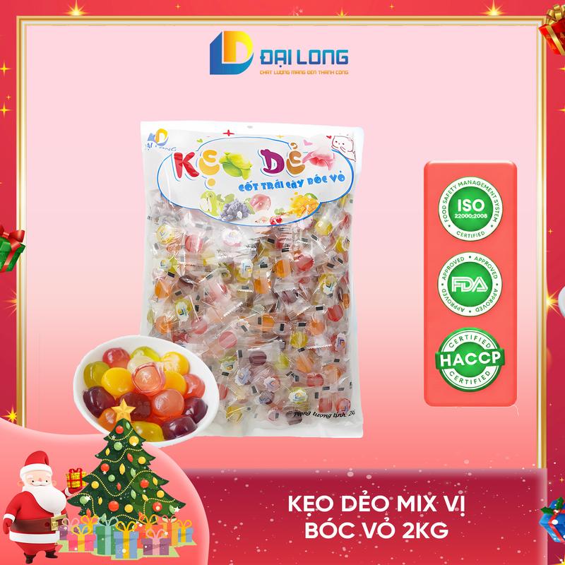  Túi 2kg  Gồm 5 vị kẹo dẻo bi bóc vỏ ĐẠI LONG mix vị trái cây tổng hợp NOEL Chua Chua ngọt ngọt Thức Ăn Vặt Candy Snack  Food 