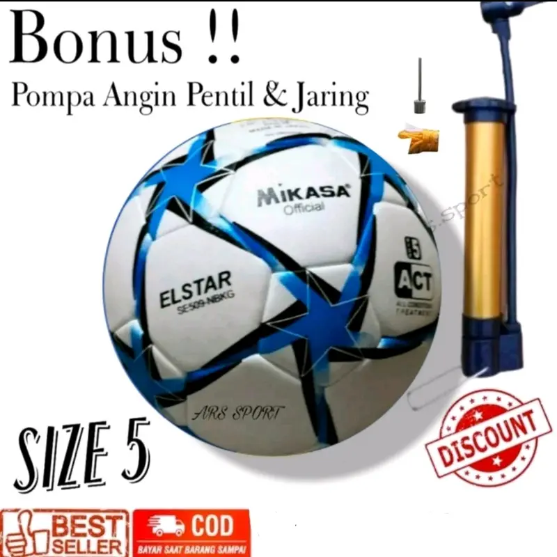 BOLA SEPAK SIZE 5 MIKASA ELSTAR KUALITAS ORIGINAL 100% REALPICT FREE POMPAAN Ball 1