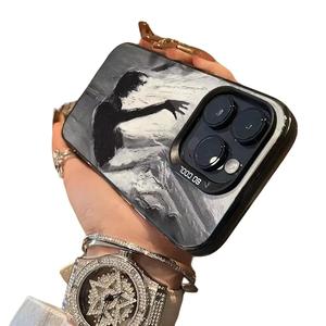 เคสโทรศัพท์มือถือลายน้ำตกลึกสำหรับ iPhone 15plus iPhone14promax ป้องกันการตก 13 สไตล์สีเข้ม