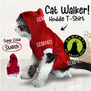 SEMPATI Baju Kucing Hoodi Kupluk Baju Kucing Kitten Hewan Topi Penutup Kepala Lengan Pendek Fighter Aktif Sehat