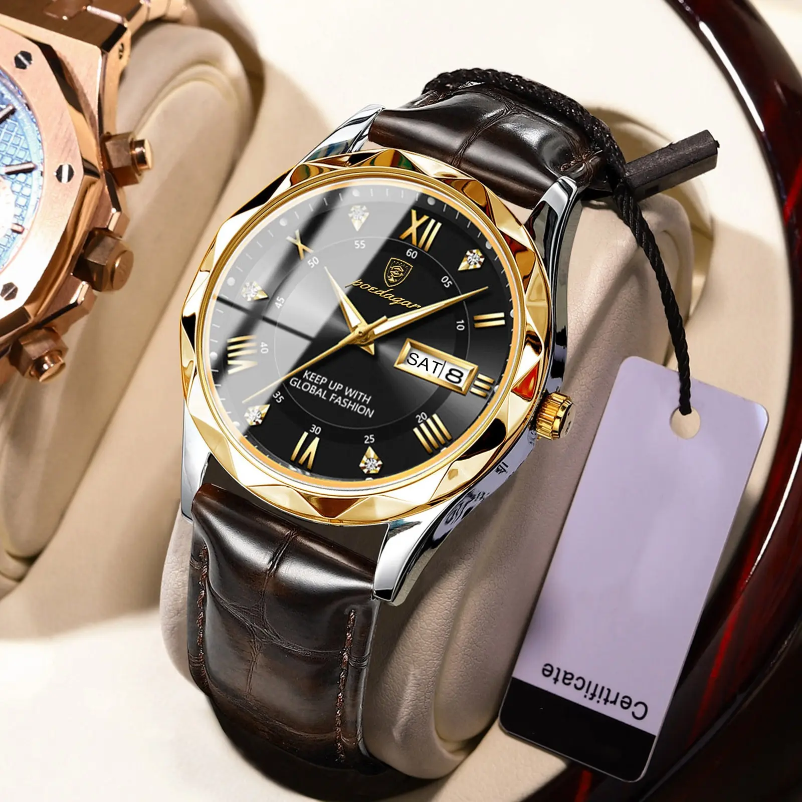 Men's Watch Fully Automatic Mechanical Double Calendar Waterproof Fashion Korean Edition Watch Male Student Luminous Quartz Watch