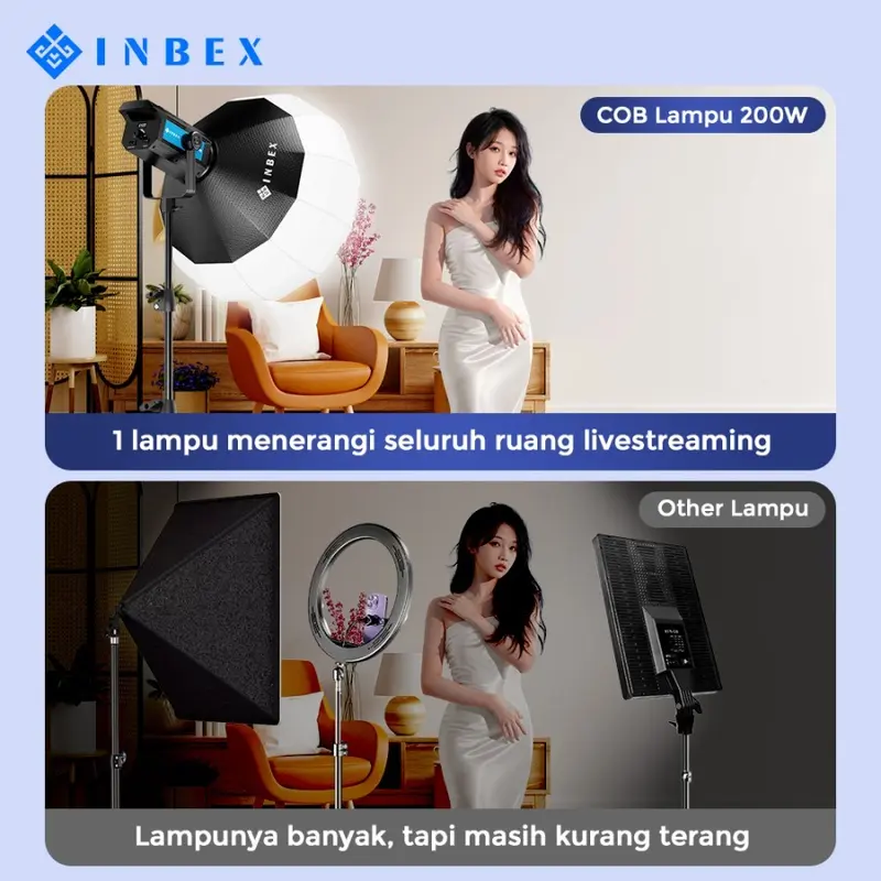 INBEX IL-200S LED COB Video Light Bowens Mount Daylight CRI 98 for Studio with LED Display 5