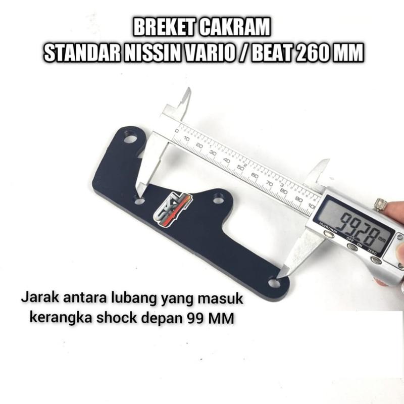 Breket Bracket Dudukan Pangkon Kaliper Piringan Disc Cakram Depan Kaliper Standar Nissin 1 Piston Vario Beat 260mm 2
