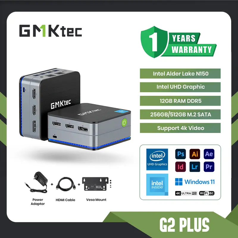 Mini PC Intel Twin Lake N150 GMKTEC G2 PLUS 12GB RAM DDR5 256 SSD NVME DUAL LAN - Win 11 pro Garansi 1 tahun 0