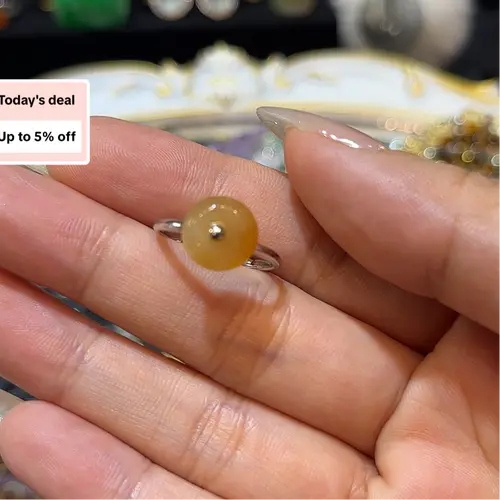 [Quick sale]  Sweet Heart Jewelry Natural Yellow Jade Ring for peace and fortune