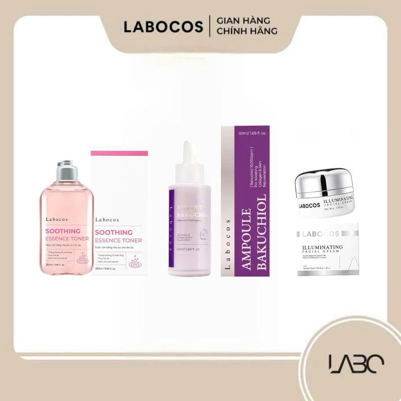 C08_COMBO DƯỠNG DA MẶT BAN ĐÊM LABOCOS [ TONER + SERUM AMPOULE BAKUCHOIL + KEM DƯỠNG TRẮNG DA]