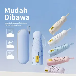 Payung Lipat Buka Tutup Anti UV Sinar Matahari Dan Hujan/Payung Lipat Mini/Payung Capsule