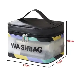 ￼Tas Kosmetik Washbag Serba Guna Portable Waterproof Transparan Pouch Travel Organizer / TABUNG