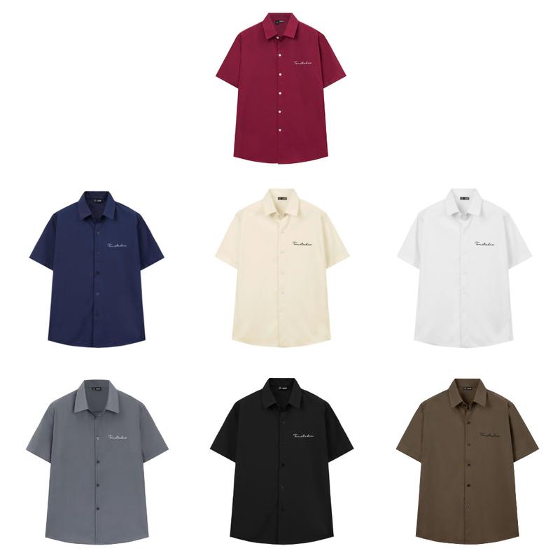  Áo Sơ Mi thêu logo Nam Ngắn Tay Chất Lụa Mango Prenium – Form Chuẩn May Kỹ Đóng Hộp Sang Trọng 