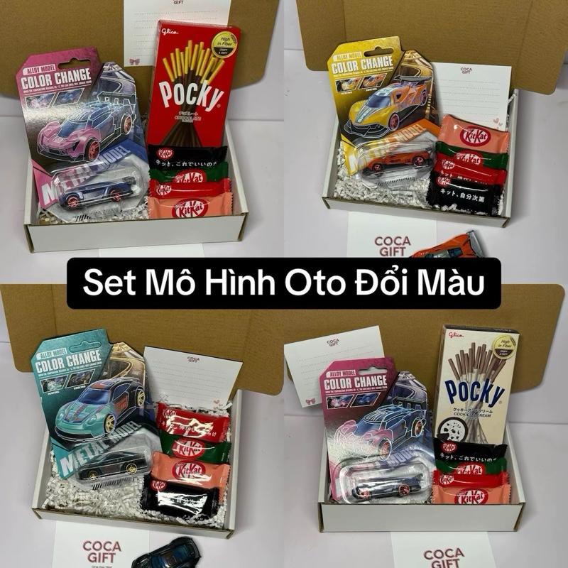  Kèm Thiệp Set Mô Hình Xe Đổi Màu Kèm Kitkat và Pocky Dành Tặng Bạn Trai 